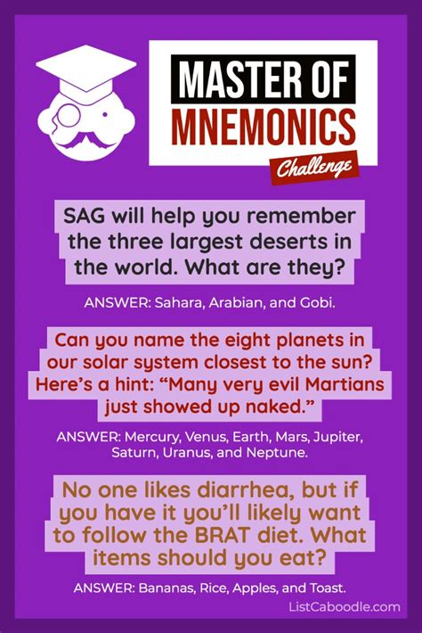 Do You Know These Common Mnemonic Devices Test Your Memory And Learn