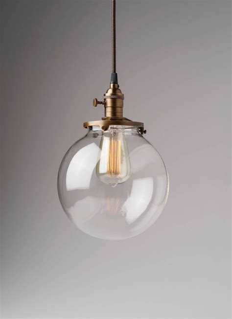 Clear Glass Globe Pendant Light Fixture With Shade Etsy