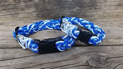 Please make me a new dog collar. Blue and White Dog Collar, Paracord Adjustable Dog Collar, Hand Braided Dog Collar | Handmade ...