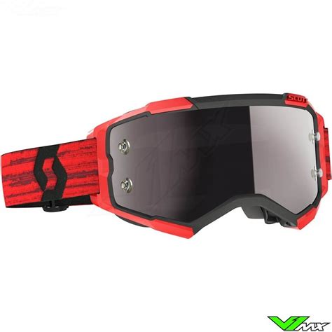 Scott Fury Silver Chrome Lens Motocross Goggle Dark Red