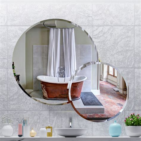 Scandinavian Frameless Beveled Dual Round Bathroom Mirror Vibecrafts