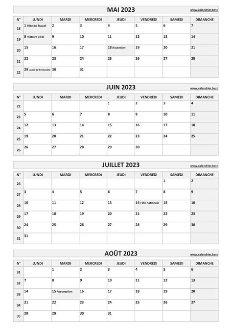 Calendrier Pour Le 2ème Quadrimestre 2023 Mois De Mai Juin Juillet