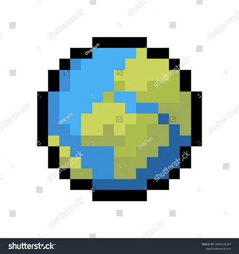 Stock Vektor „planet Earth 8 Bit Pixel Art Bez Autorských Poplatků