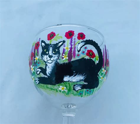 Cat Wine Glass Glass For Cat Lover Cat Lovers Glass Etsy