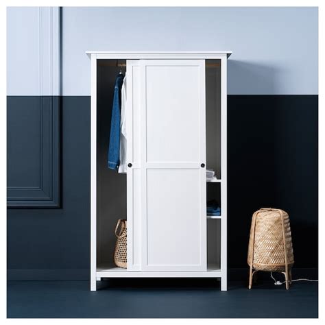 Touch device users, explore by touch or with swipe gestures. HEMNES Wardrobe with 2 sliding doors, white stain, 120x197 ...