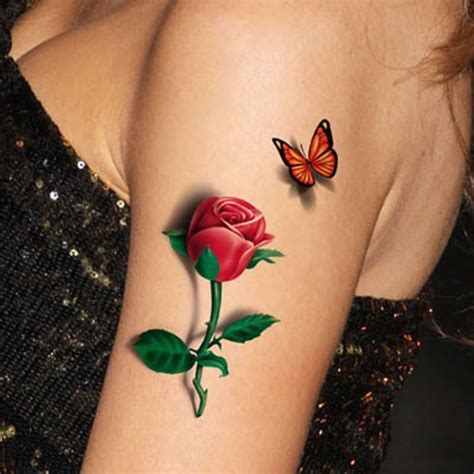 1pcs 3d Rose Tattoo Flower Fake Temporary Fantasy Waterproof Tattoos