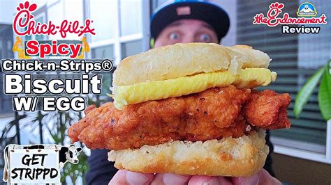 Chick Fil A® Spicy Chick N Strips Biscuit Review 🌶️🐔🥮 Theendorsement Youtube