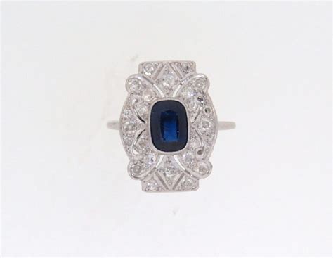Art Deco Sapphire And Diamond Plaque Ring Berridges Jewellers
