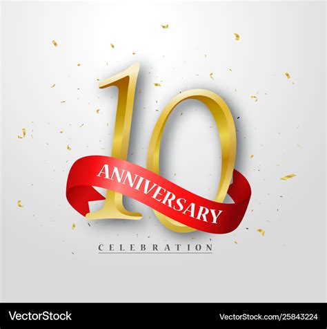 10 Years Happy Anniversary Banner Celebration Vector Image