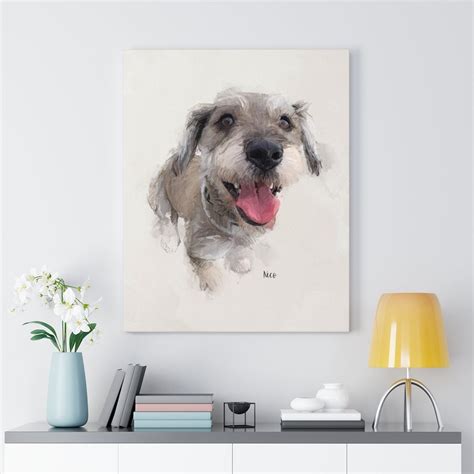 Custom Dog Canvas Art Pet Photo Into Artwork Personalized Etsy