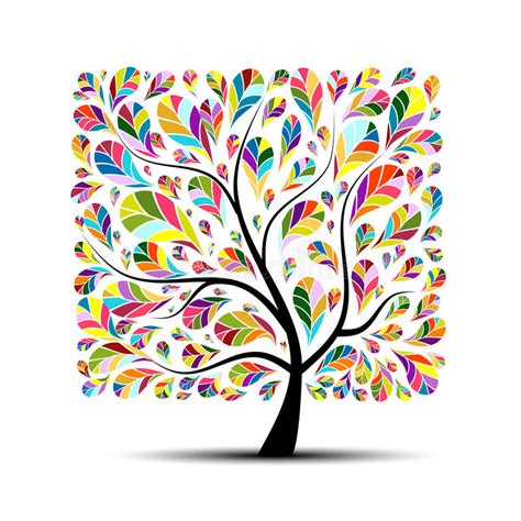 Colorful Art Tree For Your Design Stock Vector Illustration Of Leaf
