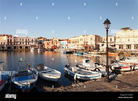 Old Venetian Harbour Rethymno Rethymnon Crete Greek Islands