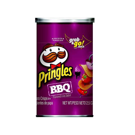 Pringles Potato Crisps Chips Bbq Flavored Grab And Go 25 Oz Can