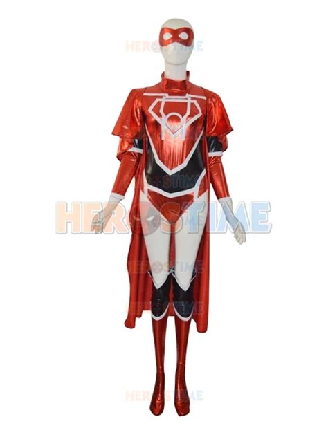 Red Lantern Crops Costume Shiny Metallic Halloween Cosplay Female