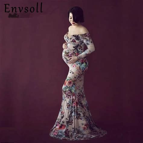 envsoll elegant long floral dress for photo shoot maxi maternity dresses photography props