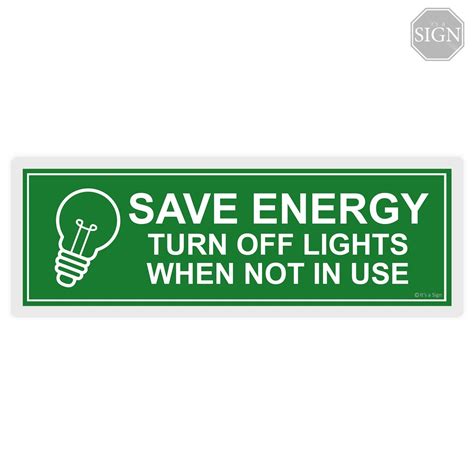 Turn Off Lights Save Energy Laminated Signage 4 X 11 Inches