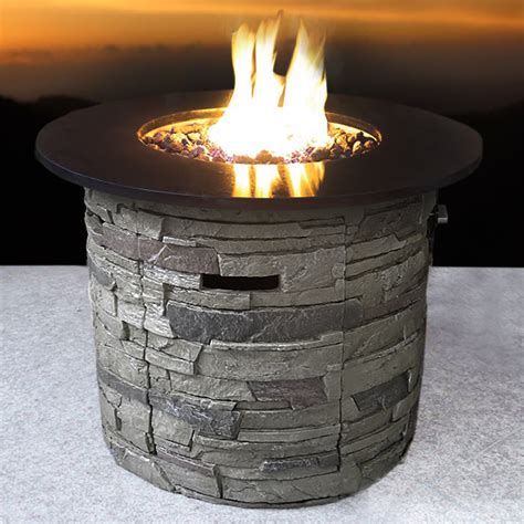 Natural Gas Fire Pit Table Real Flame Baltic 50 Inch Rectangle