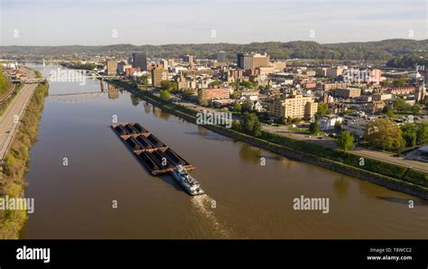 Charleston West Virginia Is An Active Seaport Here A Barge Moves Coal