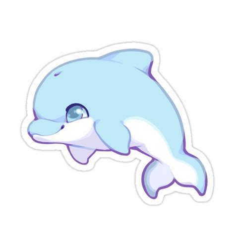 Cute Dolphin Sticker By Kawiku In 2021 Cute Drawings Dolphin Art