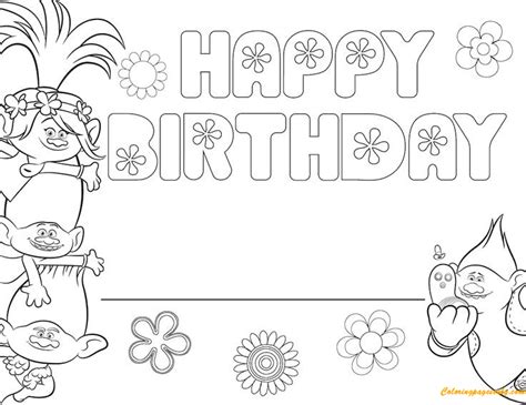 Little trolls are inhabitants of a magical forest. Free Trolls Happy Birthday Coloring Page - Free Coloring ...