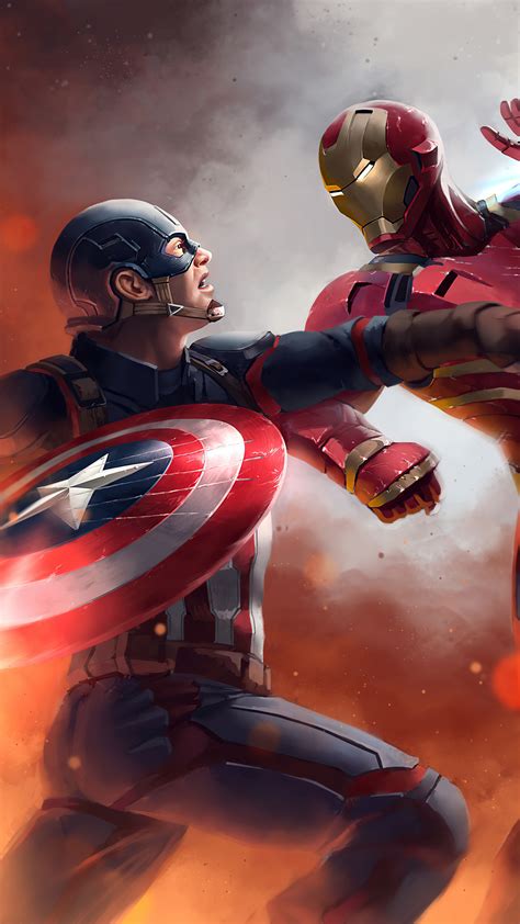 1080x1920 Captain America Vs Iron Man Civil War Art 4k Iphone 76s6