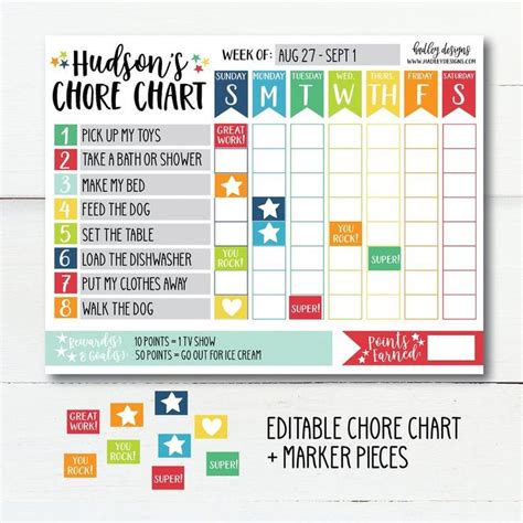 Chore Chart Routine Custom Name Chart Printable Chore Log Etsy