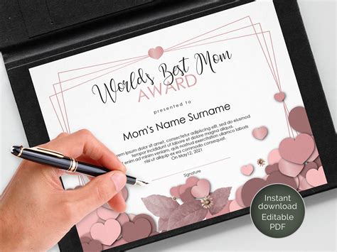 Worlds Best Mom T For Mothers Day Editable Printable