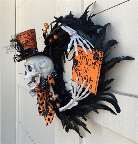 Halloween Wreathhalloween Skeleton Wreathskeleton Etsy