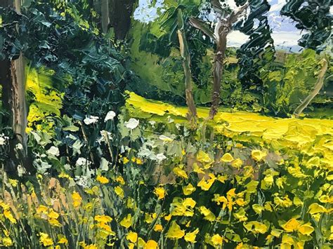 Colin Halliday Rapeseed Field Impasto Landscape Oil Painting By