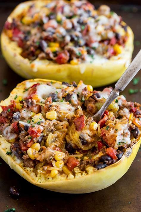 This Southwest Taco Stuffed Spaghetti Squash Is Packed Full Of Ground