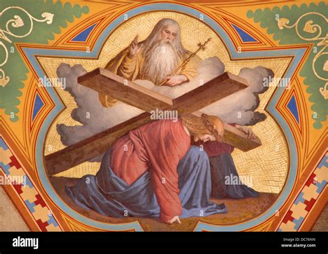 Vienna July 27 Fresco Of Jesus Under Corss And God The Father From