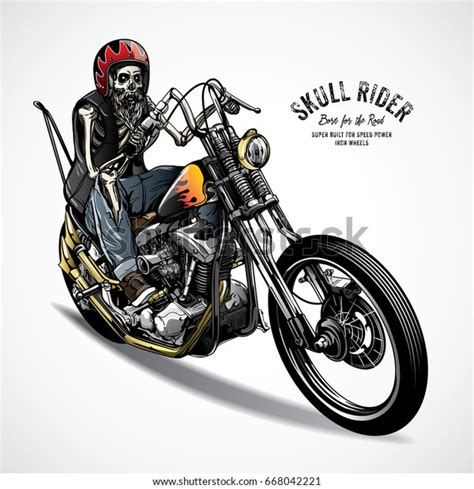 Skeleton Riding Motorcycle Vector Illustration Stock Vector Royalty