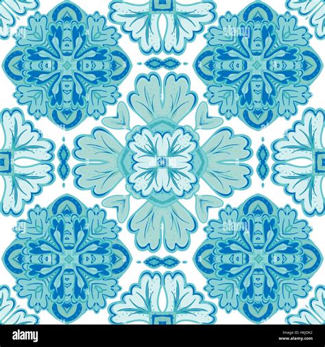 Gorgeous Seamless Patchwork Pattern From Dark Blue And White Moroccan