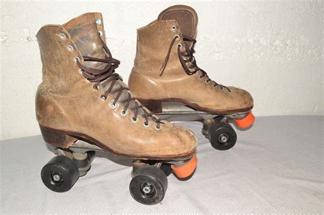 Vintage Riedell Roller Skates Tan All Leather Mens 9 Wmns 105 Sure