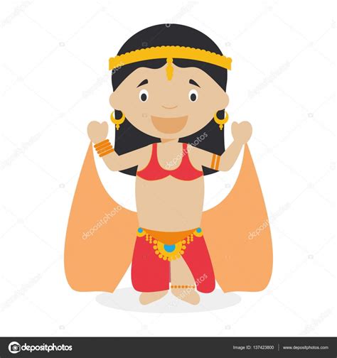 Belly Dancer Girl Dressed In The Traditional Way Vector Illustration