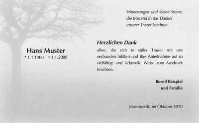 Eine passende danksagung zu schreiben, ist und bleibt schwierig. Trauer Danksagungskarte Baum im Nebel mit individuellem ...
