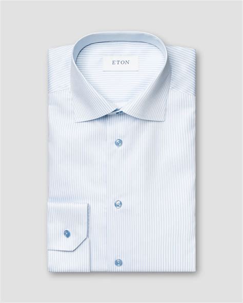 Light Blue Striped Fine Twill Shirt Eton