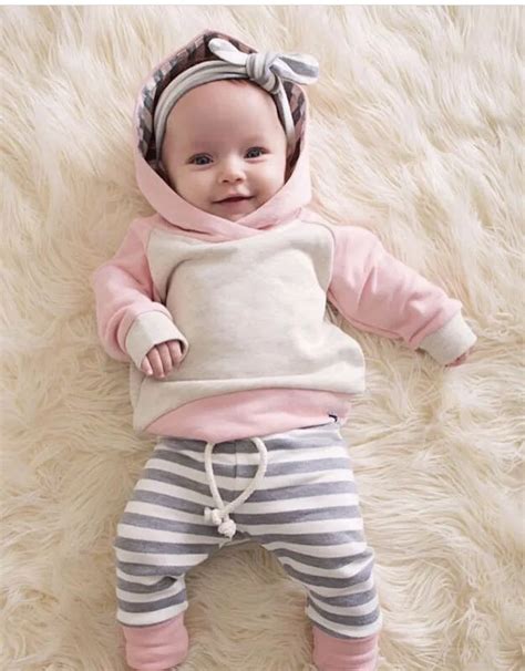 3pcs Set Newborn Baby Girl Winter Clothes Set Hooded Top Long Sleeve