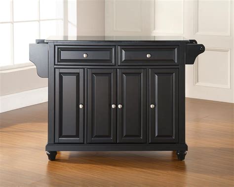 What kind of granite do you use for kitchen island? Cambridge Solid Black Granite Top Kitchen Island in Black ...