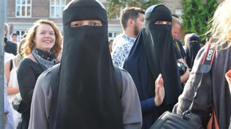 Denmark Burqa Ban Protesters In Face Veils Rally Against New Law Cnn