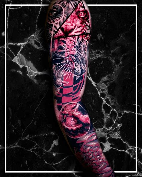 Tiger Raubkatze Raubtier Modern Art Black Redj L Herranz Tattoo Human