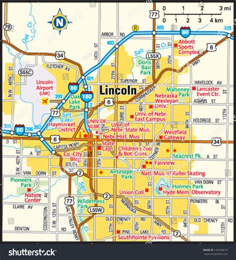 Lincoln Nebraska Area Map 스톡 벡터로열티 프리 145248610 Shutterstock