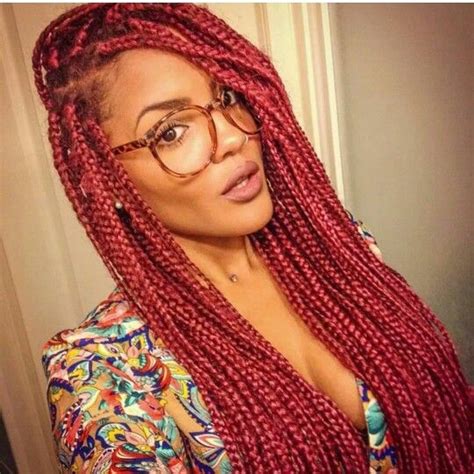 Take a trip back in time with a braided bob. red box braids, black girl, afro hair, hairstyle, black ...