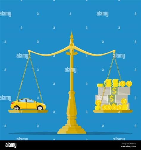 Scales With Car And Money Flat Style Stock Vector Image And Art Alamy