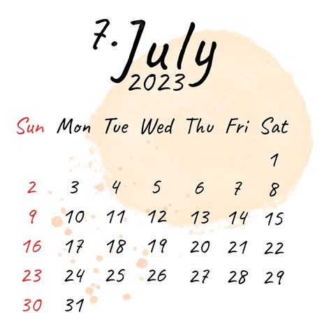 July 2023 Minimalist And Aesthetic Monthly Calendar High Resolution Psd