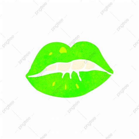 Retro Cartoon Green Lips Lips Fashioned Artwork Png And Vector With