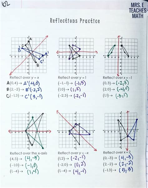 Reflection Geometry Worksheets