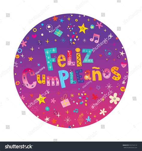 Feliz Cumpleanos Happy Birthday Spanish Card Vetor Stock Livre De
