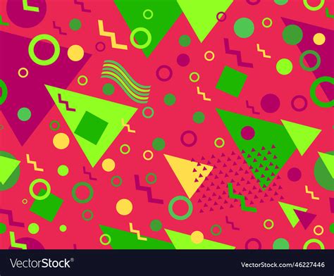 Memphis Seamless Pattern With Geometric Shapes Vector Image
