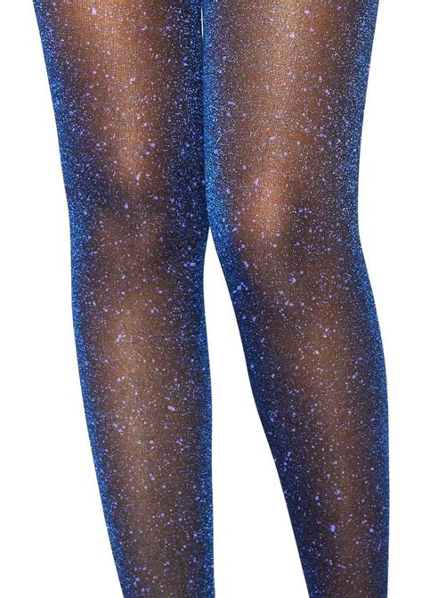 Ny Apparel Black With Royal Blue Lurex Shimmer Tights In 2022